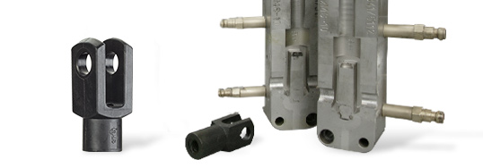 내부에 제작된 구성품이 있는 알루미늄으로 제작된 사출 성형 툴