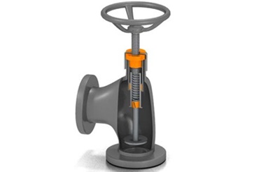 dryspin 리드 스크류, iglidur 플레인 베어링 및 피스톤 링 포함 스톱 밸브