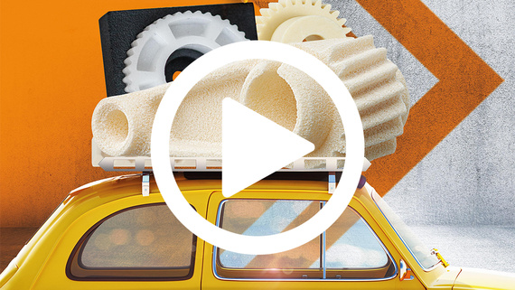 재생 버튼을 갖는 자동차의 3D 부품