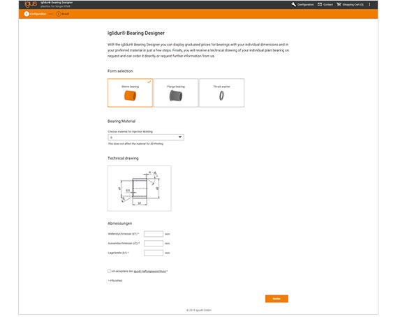 iglidur® 베어링 디자이너