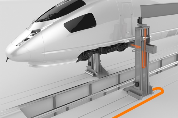 에너지체인 및 chainflex 케이블을 사용하는 기차용 리프팅 플랫폼