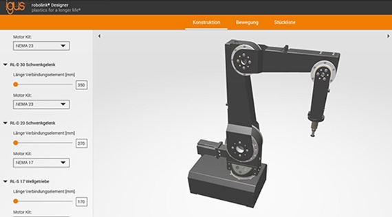 robolink® D 다관절 암을 사용하는 robolink® 디자이너