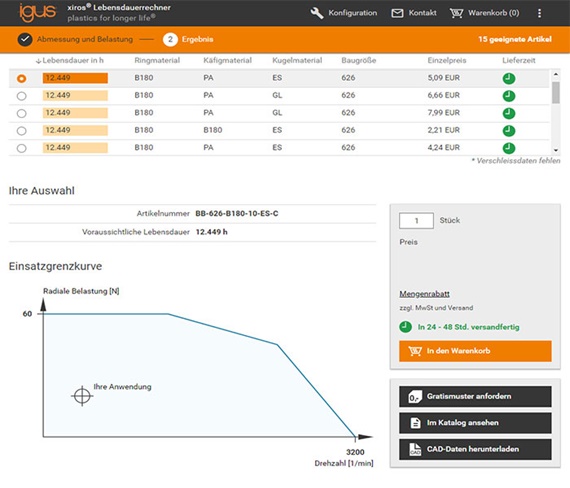 볼 베어링을 위한 사용 수명 계산